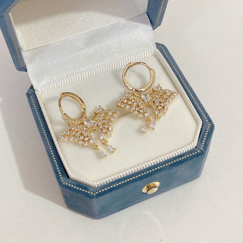 Super Fairy Butterfly Earrings Light Luxury Zircon Micro-set Sweet And Versatile